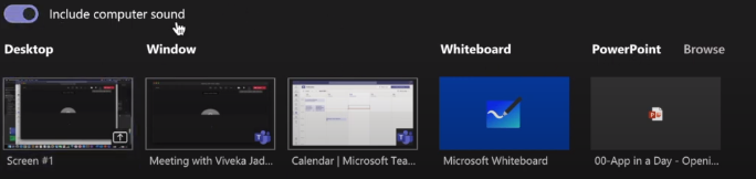 Share content with sound on Microsoft Teams