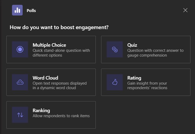 A screenshot of Polls app on Microsoft Teams.