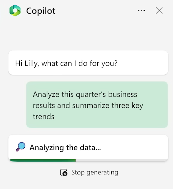 By writing a command as concise as "analyze this quarter's business results" Copilot in Excel enables users to focus on storytelling rather than the technical work that goes into analyzing data.