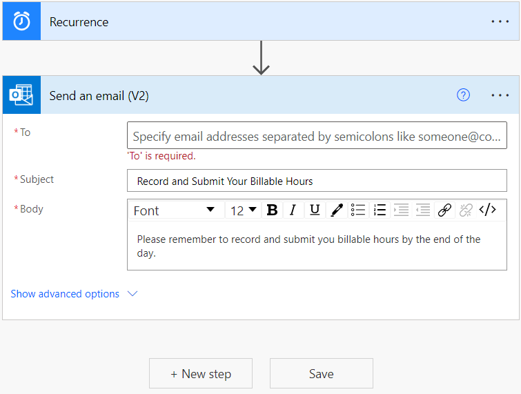 a screenshot demonstrating how to setup and create Scheduled Cloud Flow.