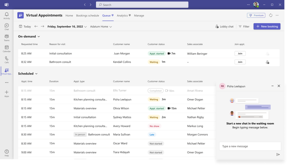 Virtual appointments in Microsoft Teams Premium.