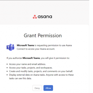 Grant Asana the necessary permissions
