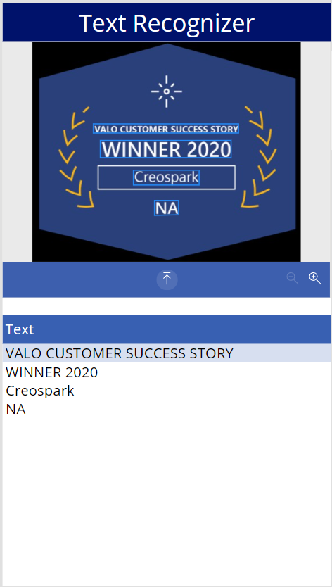 An award badge with the text “VALO CUSTOMER SUCCESS STORY WINNER 2020” is displayed. The recognition highlights Creospark’s achievement, showcasing their excellence and success in the technology industry.