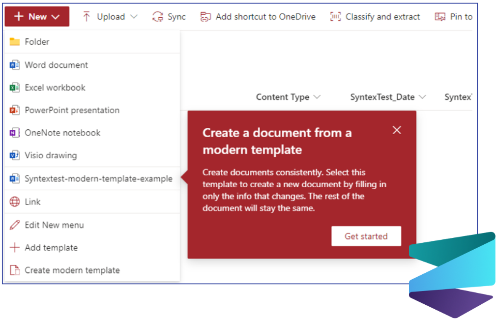 Creating a new document from the template