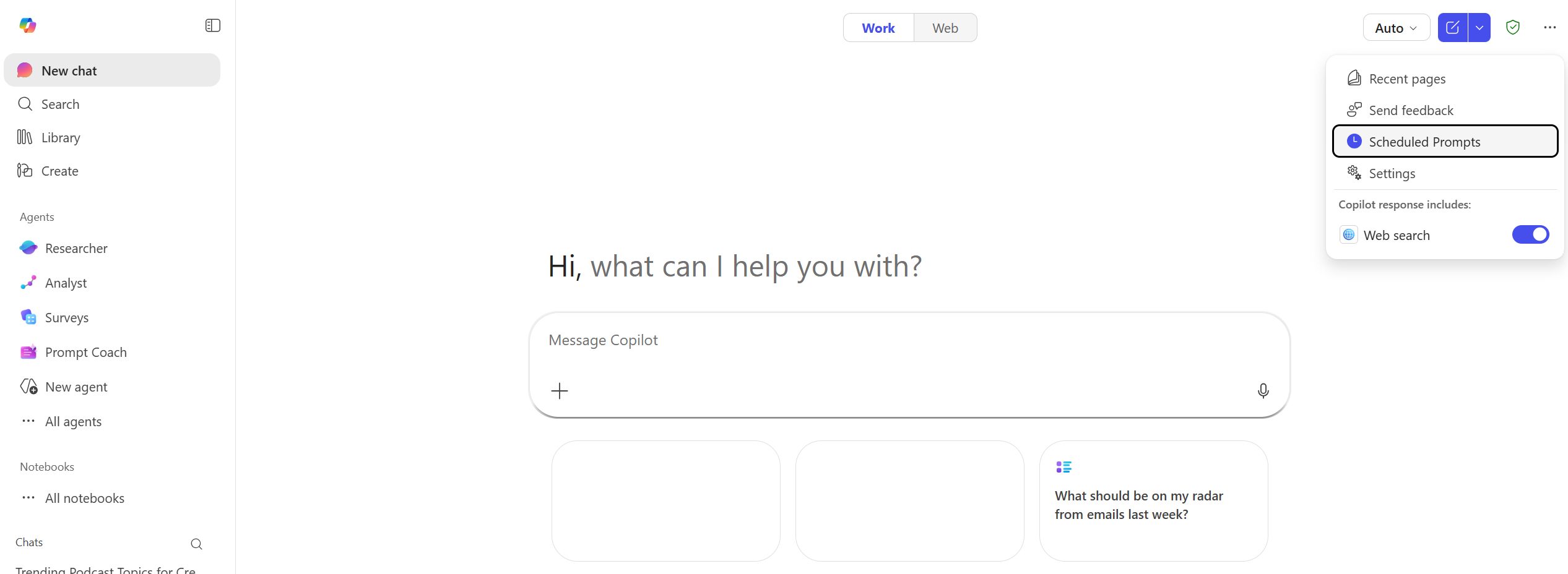 Copilot Scheduled Prompts in Office.com/chat
