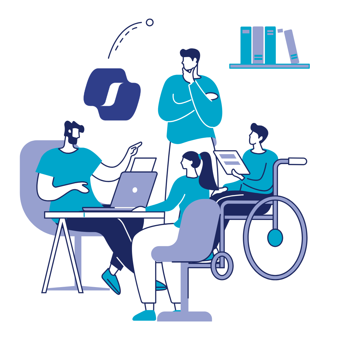 Illustrations of people collaborating