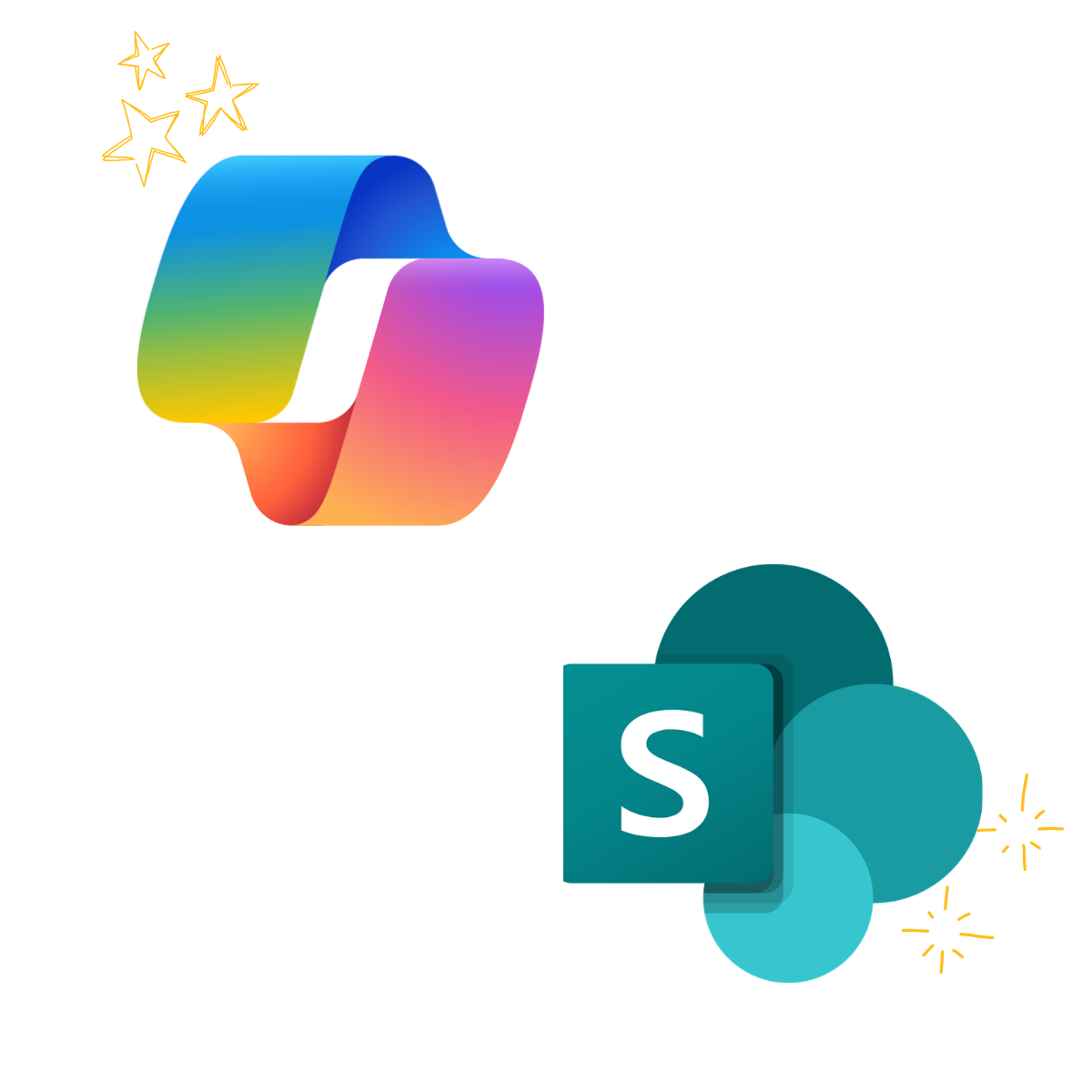 Copilot and SharePoint logos