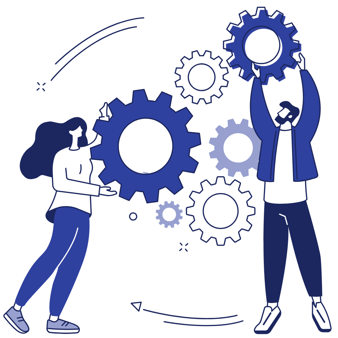 IT team working together illustration