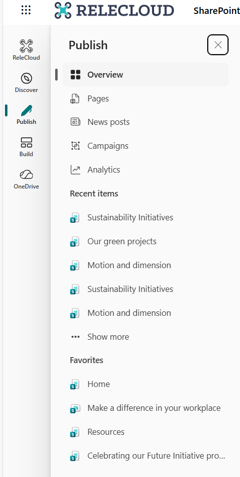 SharePoint App Bar Publish Panel