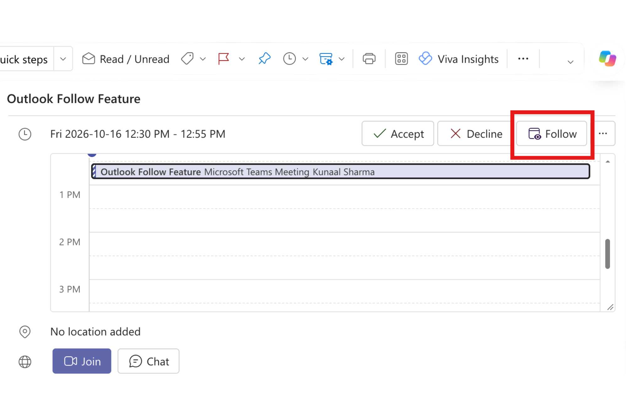 Follow Feature in Outlook